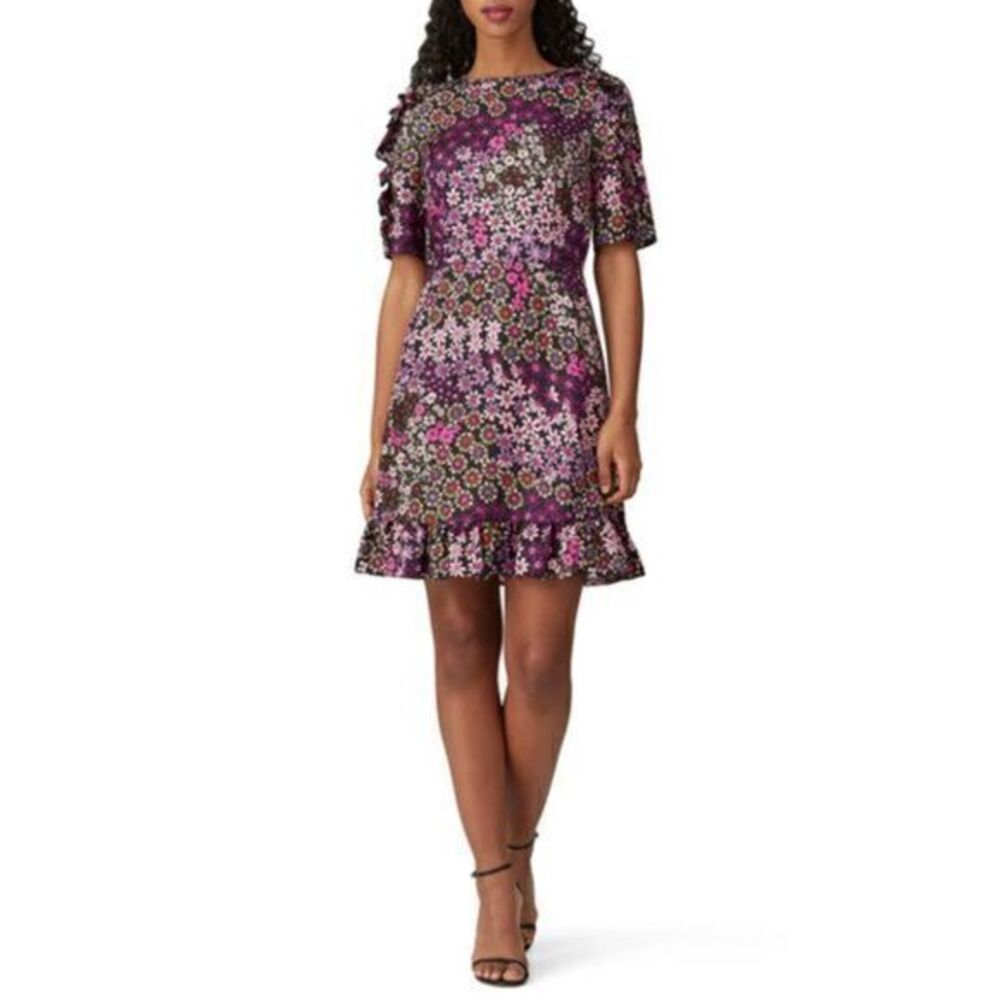 KATE SPADE Purple Floral Pacific Petals Smocked Dress US 10